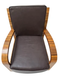 Two Art Deco Lounge Chairs with Leather Cushions France, 1930s